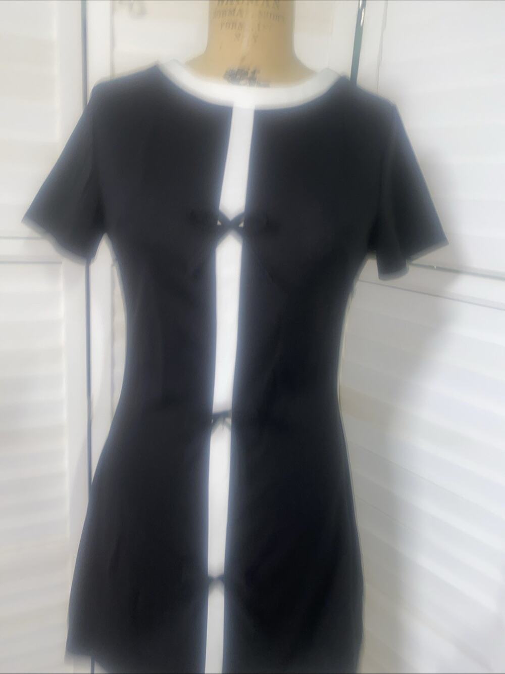 NWT CIDER Retro 70s Style Mini Pencil Disco Dress Women's Black White Sz Medium